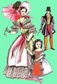 1836г. Дама и маленькая девочка в летних платьях